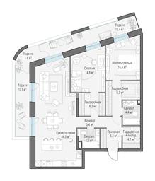 2-BD Apartment Sale, 126.6平方米 at Foriver, Simonovskaya Embankment, 3к1, Moscow, Russia #3