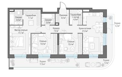2-BD Apartment Sale, 115.4 sq. m. at Foriver, Simonovskaya Embankment, 3к1, Moscow, Russia #2 2-BD Apartment Sale, 115.4 sq. m. at Foriver, Simonovskaya Embankment, 3к1, Moscow, Russia #2