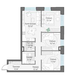 3-BD Apartment Sale, 75.6平方米 at Foriver, Simonovskaya Embankment, 3к1, Moscow, Russia #2 3-BD Apartment Sale, 75.6平方米 at Foriver, Simonovskaya Embankment, 3к1, Moscow, Russia #2