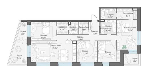 3-BD Apartment Sale, 144.7 sq. m. at Foriver, Simonovskaya Embankment, 3к1, Moscow, Russia #2 3-BD Apartment Sale, 144.7 sq. m. at Foriver, Simonovskaya Embankment, 3к1, Moscow, Russia #2