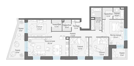 3-BD Apartment Sale, 140.8 sq. m. at Foriver, Simonovskaya Embankment, 3к1, Moscow, Russia #2
