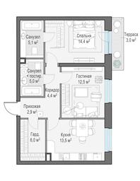 2-BD Apartment Sale, 64.7 sq. m. at Foriver, Simonovskaya Embankment, 3к1, Moscow, Russia #3
