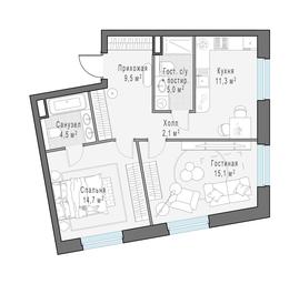2-BD Apartment Sale, 62.2平方米 at Foriver, Simonovskaya Embankment, 3к1, Moscow, Russia #3 2-BD Apartment Sale, 62.2平方米 at Foriver, Simonovskaya Embankment, 3к1, Moscow, Russia #3
