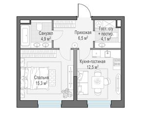 1-BD Apartment Sale, 43.3平方米 at Foriver, Simonovskaya Embankment, 3к1, Moscow, Russia #3 1-BD Apartment Sale, 43.3平方米 at Foriver, Simonovskaya Embankment, 3к1, Moscow, Russia #3