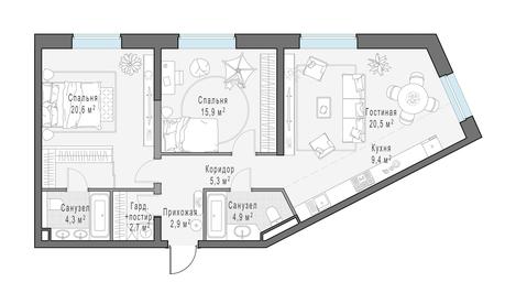 2-BD Apartment Sale, 86.5 sq. m. at Foriver, Simonovskaya Embankment, 3к1, Moscow, Russia #3