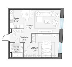 1-BD Apartment Sale, 58.2 sq. m. at Foriver, Simonovskaya Embankment, 3к1, Moscow, Russia #3 1-BD Apartment Sale, 58.2 sq. m. at Foriver, Simonovskaya Embankment, 3к1, Moscow, Russia #3