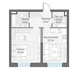 1-BD Apartment Sale, 49.9平方米 at Foriver, Simonovskaya Embankment, 3к1, Moscow, Russia #3