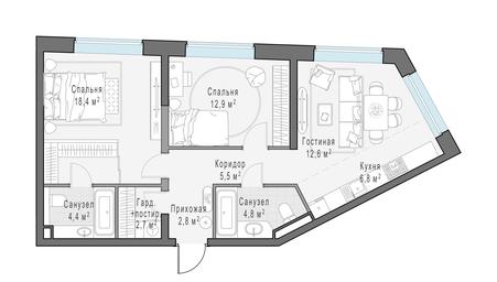 2-BD Apartment Sale, 71 sq. m. at Foriver, Simonovskaya Embankment, 3к1, Moscow, Russia #3 2-BD Apartment Sale, 71 sq. m. at Foriver, Simonovskaya Embankment, 3к1, Moscow, Russia #3