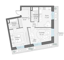 2-BD Apartment Sale, 66.5平方米 at Foriver, Simonovskaya Embankment, 3к1, Moscow, Russia #3