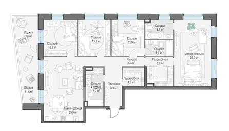 4-BD Apartment Sale, 159.5 sq. m. at Foriver, Simonovskaya Embankment, 3к1, Moscow, Russia #4