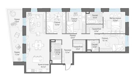 4-BD Apartment Sale, 159.5 sq. m. at Foriver, Simonovskaya Embankment, 3к1, Moscow, Russia #3