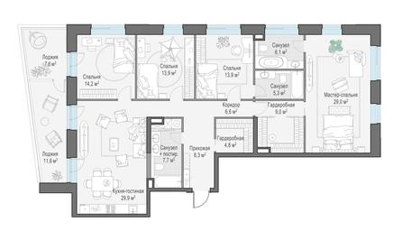 4-BD Apartment Sale, 159.8 sq. m. at Foriver, Simonovskaya Embankment, 3к1, Moscow, Russia #4