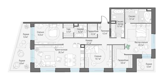 3-BD Apartment Sale, 140.4 sq. m. at Foriver, Simonovskaya Embankment, 3к1, Moscow, Russia #4