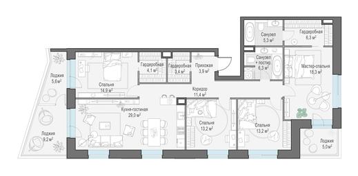 3-BD Apartment Sale, 140.4 sq. m. at Foriver, Simonovskaya Embankment, 3к1, Moscow, Russia #2