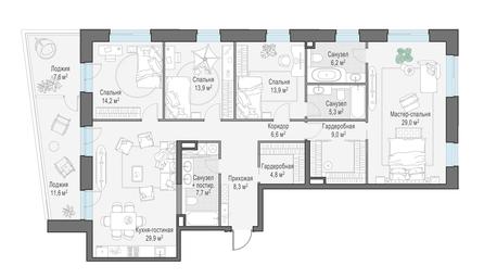 4-BD Apartment Sale, 159.3平方米 at Foriver, Simonovskaya Embankment, 3к1, Moscow, Russia #4