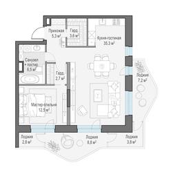 1-BD Apartment Sale, 77.6平方米 at Foriver, Simonovskaya Embankment, 3к1, Moscow, Russia #3 1-BD Apartment Sale, 77.6平方米 at Foriver, Simonovskaya Embankment, 3к1, Moscow, Russia #3