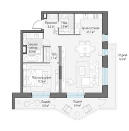 1-BD Apartment Sale, 76.6 sq. m. at Foriver, Simonovskaya Embankment, 3к1, Moscow, Russia #3 1-BD Apartment Sale, 76.6 sq. m. at Foriver, Simonovskaya Embankment, 3к1, Moscow, Russia #3