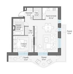 1-BD Apartment Sale, 76.6 sq. m. at Foriver, Simonovskaya Embankment, 3к1, Moscow, Russia #4