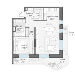 1-BD Apartment Sale, 76.1平方米 at Foriver, Simonovskaya Embankment, 3к1, Moscow, Russia #4