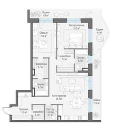 2-BD Apartment Sale, 122.4平方米 at Foriver, Simonovskaya Embankment, 3к1, Moscow, Russia #4
