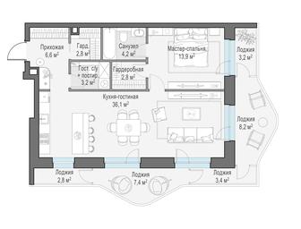1-BD Apartment Sale, 82.6 sq. m. at Foriver, Simonovskaya Embankment, 3к1, Moscow, Russia #3