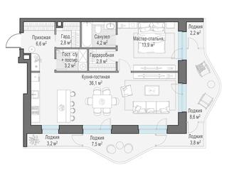 1-BD Apartment Sale, 82.5 sq. m. at Foriver, Simonovskaya Embankment, 3к1, Moscow, Russia #3 1-BD Apartment Sale, 82.5 sq. m. at Foriver, Simonovskaya Embankment, 3к1, Moscow, Russia #3