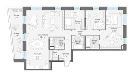 3-BD Apartment Sale, 158.4 sq. m. at Foriver, Simonovskaya Embankment, 3к1, Moscow, Russia #3