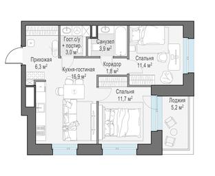 1-BD Apartment Sale, 57.8 sq. m. at Foriver, Simonovskaya Embankment, 3к1, Moscow, Russia #2