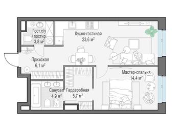 1-BD Apartment Sale, 58.9 sq. m. at Foriver, Simonovskaya Embankment, 3к1, Moscow, Russia #2 1-BD Apartment Sale, 58.9 sq. m. at Foriver, Simonovskaya Embankment, 3к1, Moscow, Russia #2
