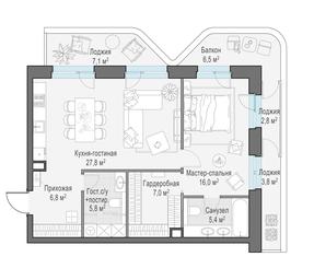 1-BD Apartment Sale, 77.5平方米 at Foriver, Simonovskaya Embankment, 3к1, Moscow, Russia #3