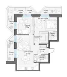 2-BD Apartment Sale, 86.6平方米 at Foriver, Simonovskaya Embankment, 3к1, Moscow, Russia #3 2-BD Apartment Sale, 86.6平方米 at Foriver, Simonovskaya Embankment, 3к1, Moscow, Russia #3