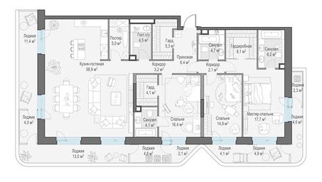 3-BD Apartment Sale, 188.1 sq. m. at Foriver, Simonovskaya Embankment, 3к1, Moscow, Russia #3 3-BD Apartment Sale, 188.1 sq. m. at Foriver, Simonovskaya Embankment, 3к1, Moscow, Russia #3