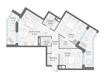 2-BD Apartment Sale, 88.1平方米 at Foriver, Simonovskaya Embankment, 3к1, Moscow, Russia #3 2-BD Apartment Sale, 88.1平方米 at Foriver, Simonovskaya Embankment, 3к1, Moscow, Russia #3