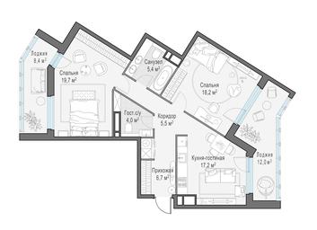 2-BD Apartment Sale, 88.1平方米 at Foriver, Simonovskaya Embankment, 3к1, Moscow, Russia #2 2-BD Apartment Sale, 88.1平方米 at Foriver, Simonovskaya Embankment, 3к1, Moscow, Russia #2