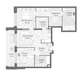 1-BD Apartment Sale, 93平方米 at Foriver, Simonovskaya Embankment, 3к1, Moscow, Russia #2