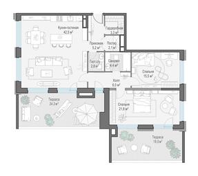 2-BD Apartment Sale, 118.2平方米 at Foriver, Simonovskaya Embankment, 3к1, Moscow, Russia #4