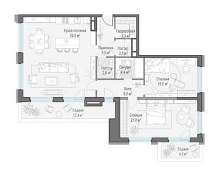 2-BD Apartment Sale, 114.4 sq. m. at Foriver, Simonovskaya Embankment, 3к1, Moscow, Russia #3 2-BD Apartment Sale, 114.4 sq. m. at Foriver, Simonovskaya Embankment, 3к1, Moscow, Russia #3