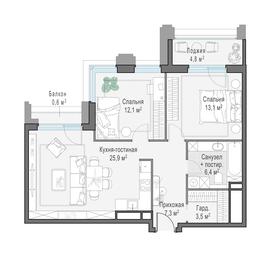 2-BD Apartment Sale, 72.3平方米 at Foriver, Simonovskaya Embankment, 3к1, Moscow, Russia #2 2-BD Apartment Sale, 72.3平方米 at Foriver, Simonovskaya Embankment, 3к1, Moscow, Russia #2