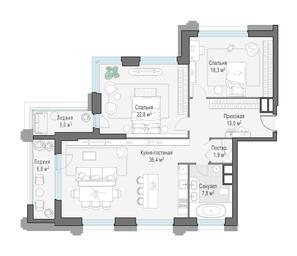 2-BD Apartment Sale, 107.5平方米 at Foriver, Simonovskaya Embankment, 3к1, Moscow, Russia #3 2-BD Apartment Sale, 107.5平方米 at Foriver, Simonovskaya Embankment, 3к1, Moscow, Russia #3