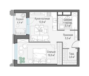 1-BD Apartment Sale, 47.9 sq. m. at Foriver, Simonovskaya Embankment, 3к1, Moscow, Russia #2 1-BD Apartment Sale, 47.9 sq. m. at Foriver, Simonovskaya Embankment, 3к1, Moscow, Russia #2