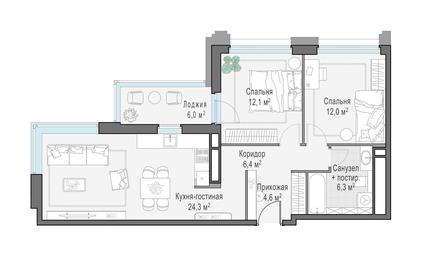2-BD Apartment Sale, 69.7 sq. m. at Foriver, Simonovskaya Embankment, 3к1, Moscow, Russia #2 2-BD Apartment Sale, 69.7 sq. m. at Foriver, Simonovskaya Embankment, 3к1, Moscow, Russia #2