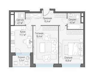 2-BD Apartment Sale, 66.2 sq. m. at Foriver, Simonovskaya Embankment, 3к1, Moscow, Russia #3 2-BD Apartment Sale, 66.2 sq. m. at Foriver, Simonovskaya Embankment, 3к1, Moscow, Russia #3
