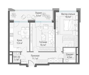 2-BD Apartment Sale, 70.6 sq. m. at Foriver, Simonovskaya Embankment, 3к1, Moscow, Russia #3 2-BD Apartment Sale, 70.6 sq. m. at Foriver, Simonovskaya Embankment, 3к1, Moscow, Russia #3