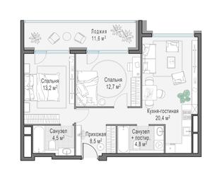 2-BD Apartment Sale, 71.9 sq. m. at Foriver, Simonovskaya Embankment, 3к1, Moscow, Russia #2 2-BD Apartment Sale, 71.9 sq. m. at Foriver, Simonovskaya Embankment, 3к1, Moscow, Russia #2