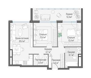 2-BD Apartment Sale, 72平方米 at Foriver, Simonovskaya Embankment, 3к1, Moscow, Russia #2 2-BD Apartment Sale, 72平方米 at Foriver, Simonovskaya Embankment, 3к1, Moscow, Russia #2