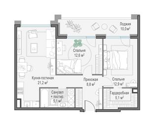 2-BD Apartment Sale, 71.5 sq. m. at Foriver, Simonovskaya Embankment, 3к1, Moscow, Russia #2 2-BD Apartment Sale, 71.5 sq. m. at Foriver, Simonovskaya Embankment, 3к1, Moscow, Russia #2