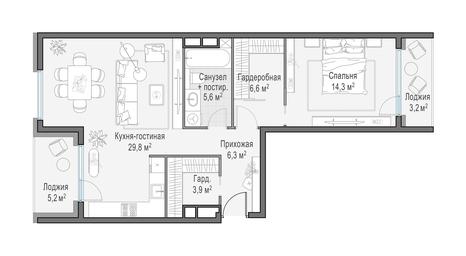 1-BD Apartment Sale, 71.5平方米 at Foriver, Simonovskaya Embankment, 3к1, Moscow, Russia #3 1-BD Apartment Sale, 71.5平方米 at Foriver, Simonovskaya Embankment, 3к1, Moscow, Russia #3