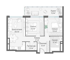2-BD Apartment Sale, 72.1 sq. m. at Foriver, Simonovskaya Embankment, 3к1, Moscow, Russia #2 2-BD Apartment Sale, 72.1 sq. m. at Foriver, Simonovskaya Embankment, 3к1, Moscow, Russia #2
