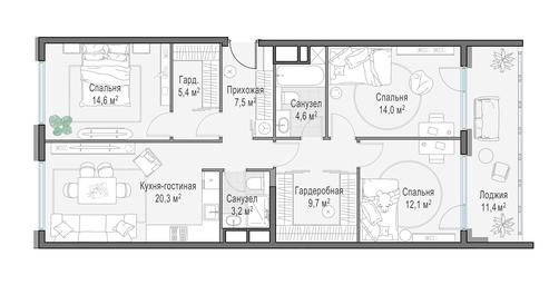3-BD Apartment Sale, 98.9平方米 at Foriver, Simonovskaya Embankment, 3к1, Moscow, Russia #2 3-BD Apartment Sale, 98.9平方米 at Foriver, Simonovskaya Embankment, 3к1, Moscow, Russia #2