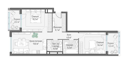 1-BD Apartment Sale, 76.8 sq. m. at Foriver, Simonovskaya Embankment, 3к1, Moscow, Russia #2